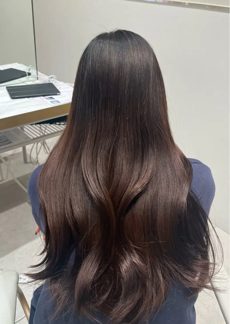 ロング 赤み消し透明感カラー 似合わせ前髪柴田礼空のヘアスタイル