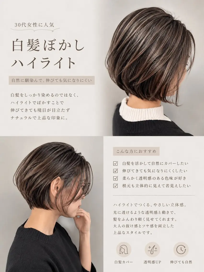 ショート ハイライト カット ヘアカラー トリートメント ノンダメージ ✂︎竹村まどかのヘアスタイル