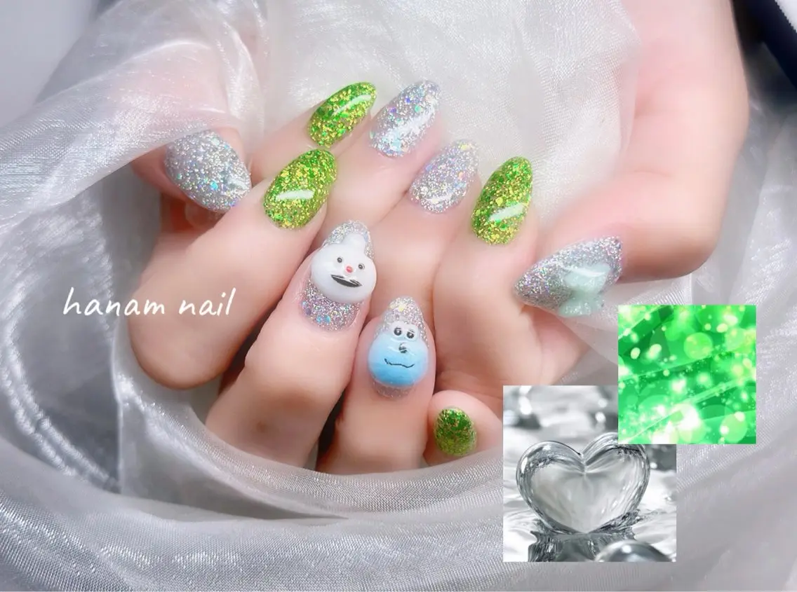 ネイル ハンドネイル hanam nail 🌿🩵ハナムネイルのネイルデザイン