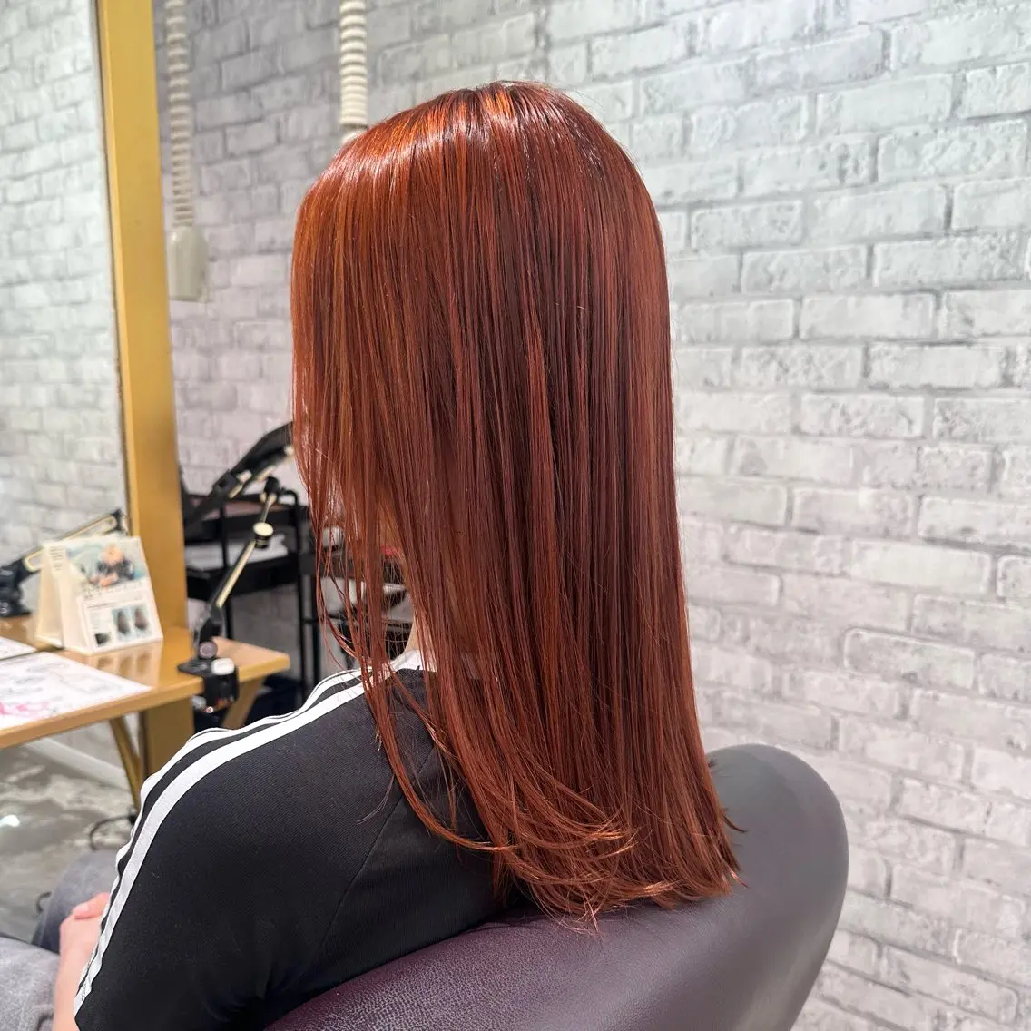 ロング カラー オレンジ カット ヘアカラー Saki💛心斎橋 髪質改善/艶カラーのヘアスタイル