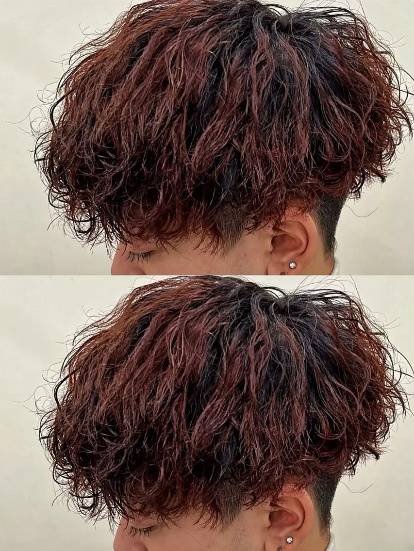パーマ メンズ フェザーパーマメンズ ピンパーマ京都駅前のヘアスタイル