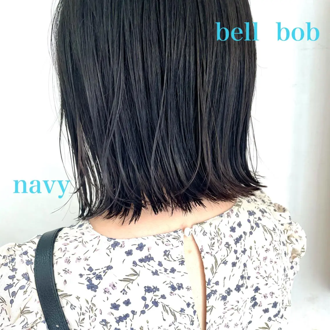 ミディアム カラー 切りっぱなしボブ ブルーカラー ネイビーカラー ボブ カット ヘアカラー トリートメント 切りっぱなしボブ ソノキユウカのヘアスタイル