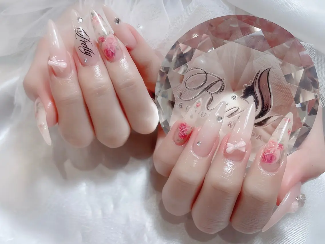 メンズ キッズ ネイル ブルー ジェルネイル ガーリー グラデーション グリーン ハンドネイル Rin Nail 新大久保店のネイルデザイン