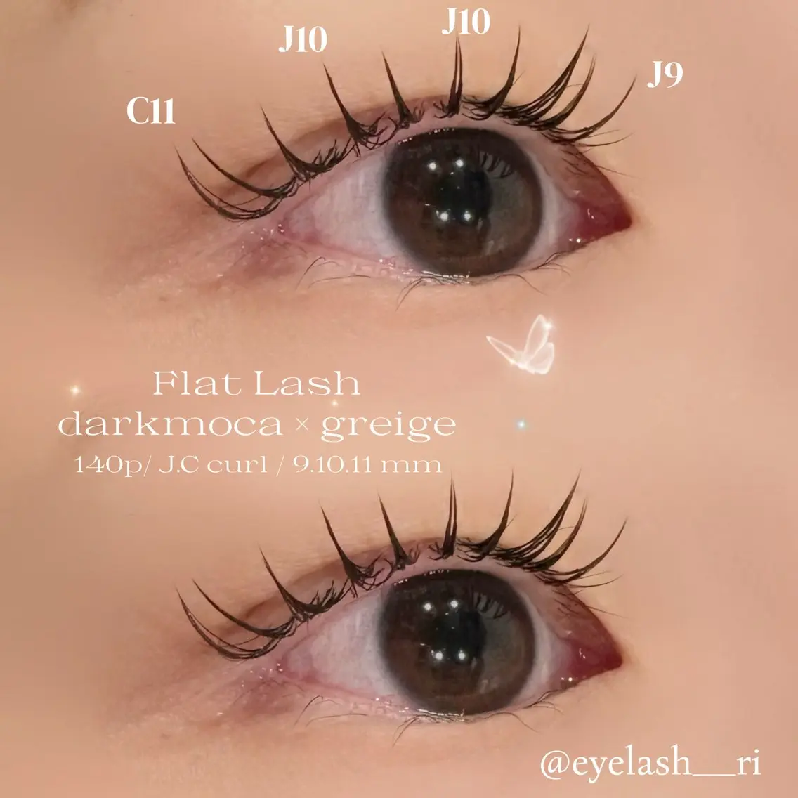 マツエク・マツパ Cカール フラットラッシュ ナチュラル マツエク eyelash Lily Rinaのマツエク・マツパデザイン