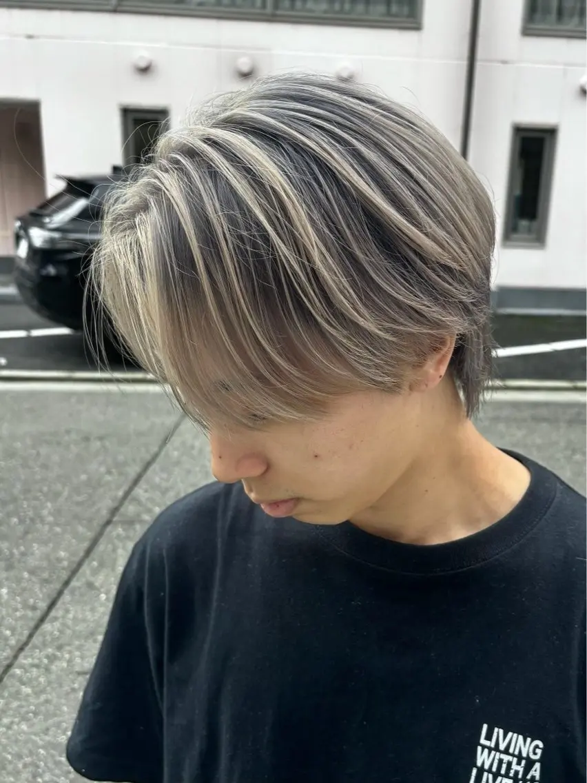 ミディアム メンズ メンズバレイヤージュ メンズブリーチ レイヤーカット 燕三条駅徒歩6分/ NOBUTA💎のヘアスタイル