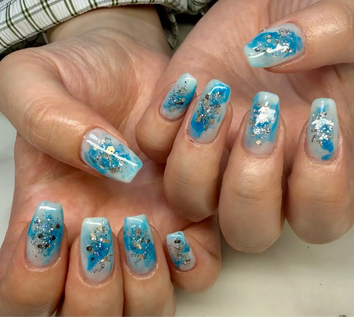 ネイル アートネイル チークネイル フレンチネイル 氷ネイル・うるうるネイル キラキラネイル Mai’s nailのネイルデザイン