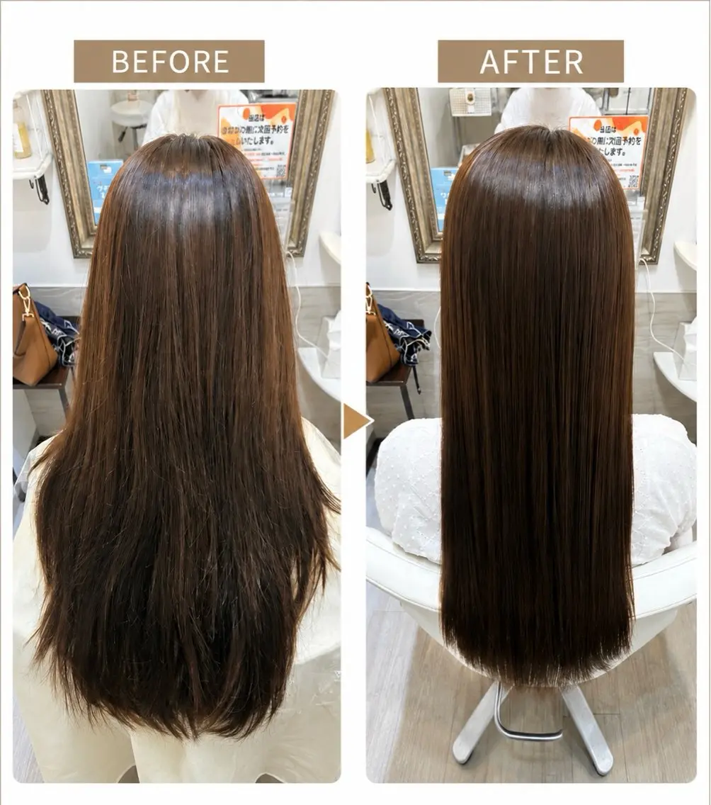 ロング パーマ 縮毛矯正 縮毛矯正 トリートメント ✨透明感カラー✨ ☘️くすみカラー☘️のヘアスタイル
