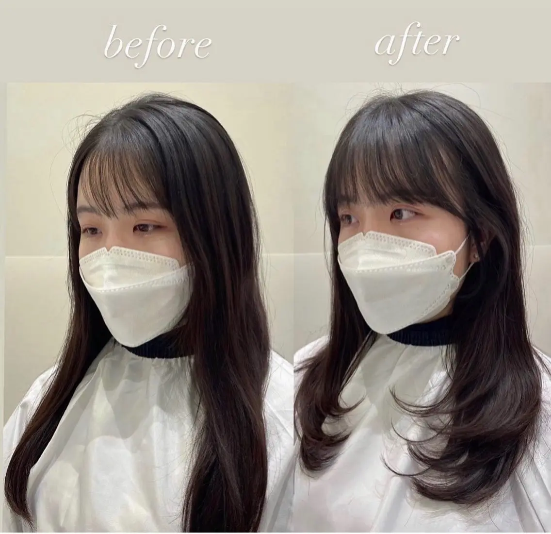 セミロング 韓国風ヘア レイヤーカット カット ❤︎︎韓国ヘア❤︎︎ 𝑺𝒉𝒊𝒉𝒐のヘアスタイル