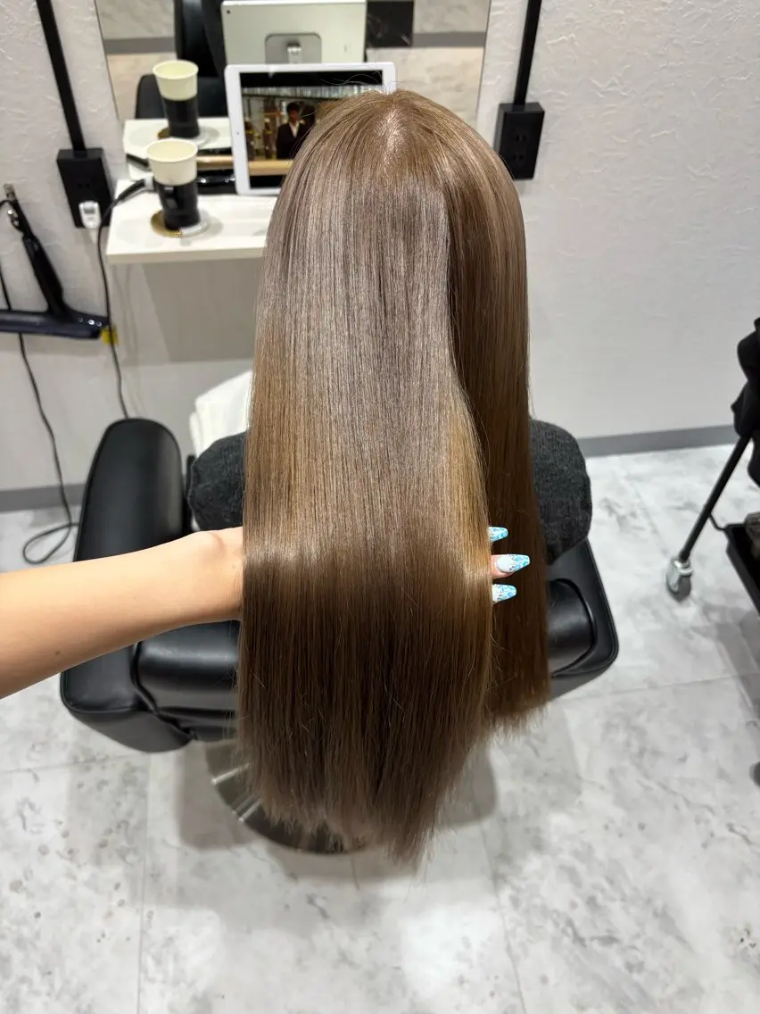ロング カラー ブリーチ グレージュ 髪質改善 トリートメント ヘアカラー SEINA️️/京都 ブリーチ/ハイトーンのヘアスタイル