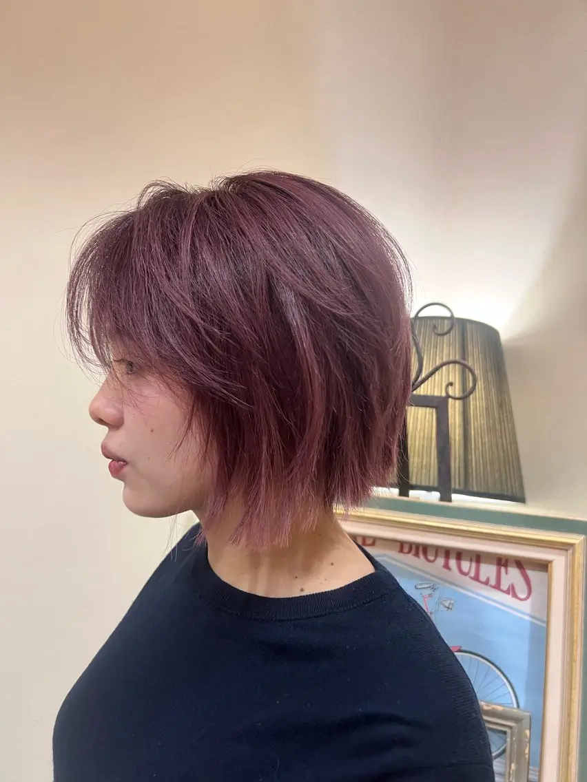 ショート パープルカラー カット ヘアカラー 韓国スタイル🫧 サーシャのヘアスタイル
