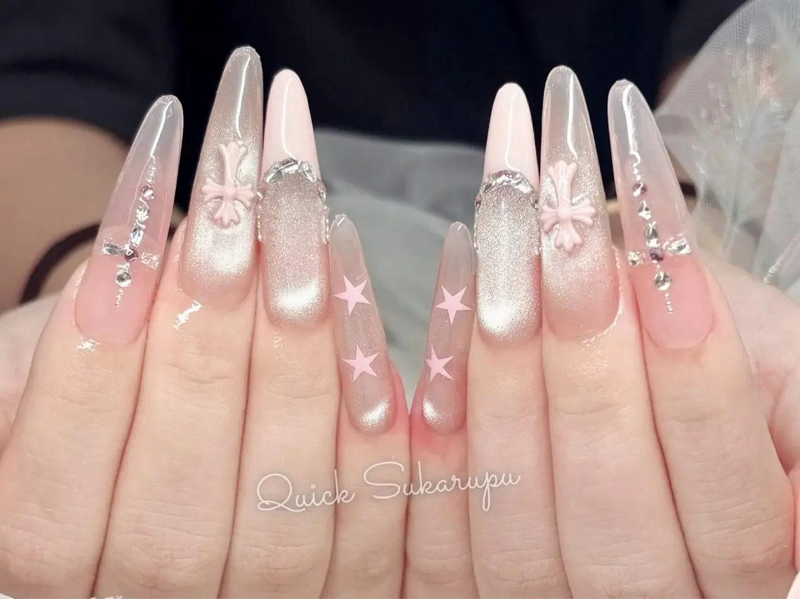 ロング ハンドネイル Quick Sukarupuのネイルデザイン