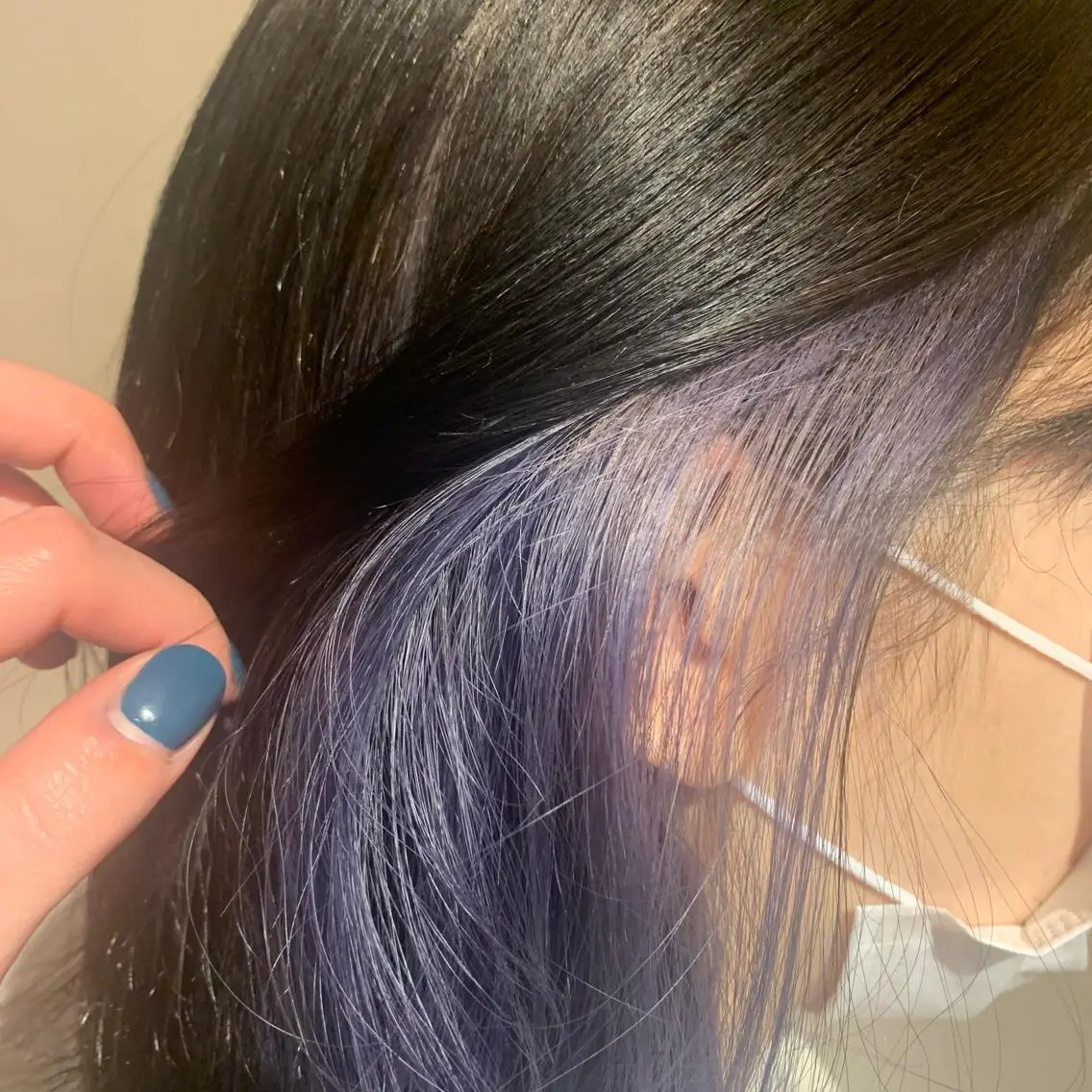ミディアム カラー ブリーチ ブルーカラー ブルーラベンダー インナーカラー ラベンダーカラー Miu Otaのヘアスタイル