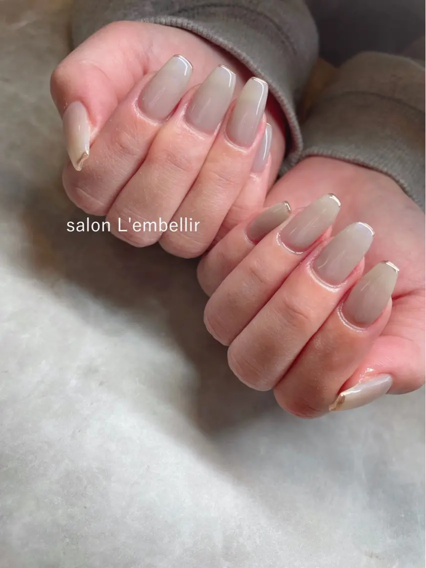 ネイル フレンチネイル ミラーネイル salon L'embellirのネイルデザイン