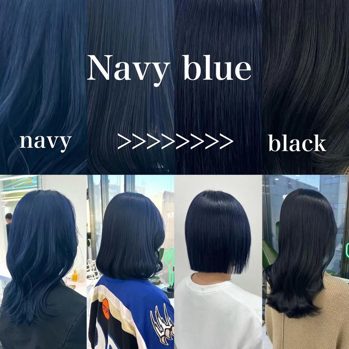 ミディアム カラー パーマ ヘアアレンジ メンズ キッズ ネイル マツエク・マツパ アイブロウ 黒髪 ブルーカラー ブルーブラック ネイビーカラー 眉カラー KANAMI 🌏のヘアスタイル