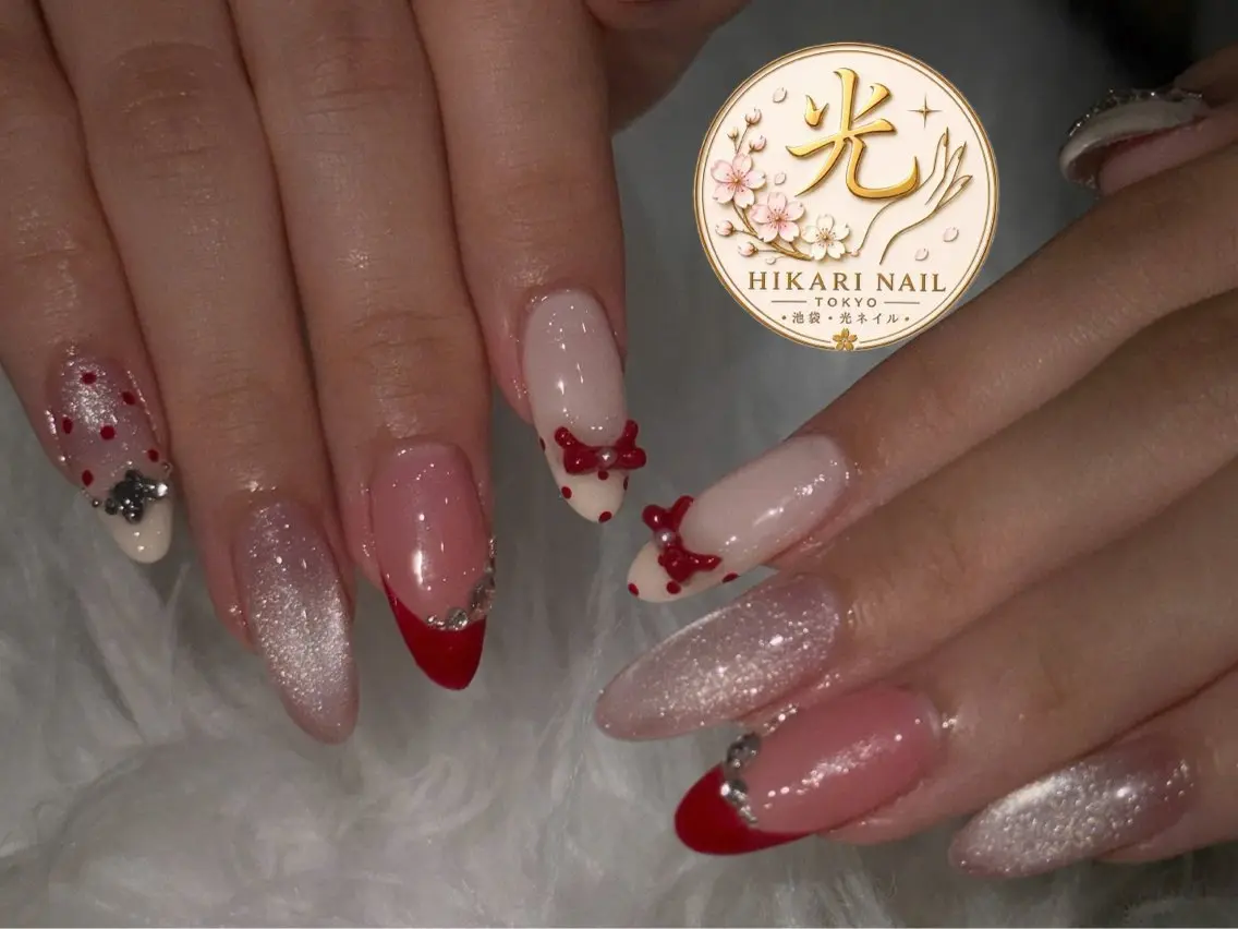 ネイル チークネイル 長さ出し フレンチネイル ガーリー ハロウィン ハンドネイル HikariNail Ikebukuroのネイルデザイン