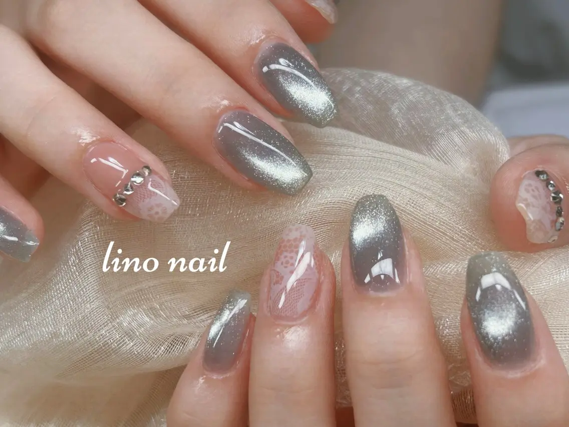 ネイル 長さ出し レース 持ち込み ワンカラーネイル ワンホンネイル ハンドネイル Lino Nailのネイルデザイン