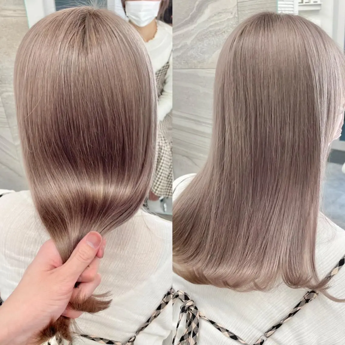 セミロング カラー ヘアアレンジ カット ヘアカラー トリートメント ヘアセット 怪我のため6月末 復帰予定田中瑞希🍃のヘアスタイル