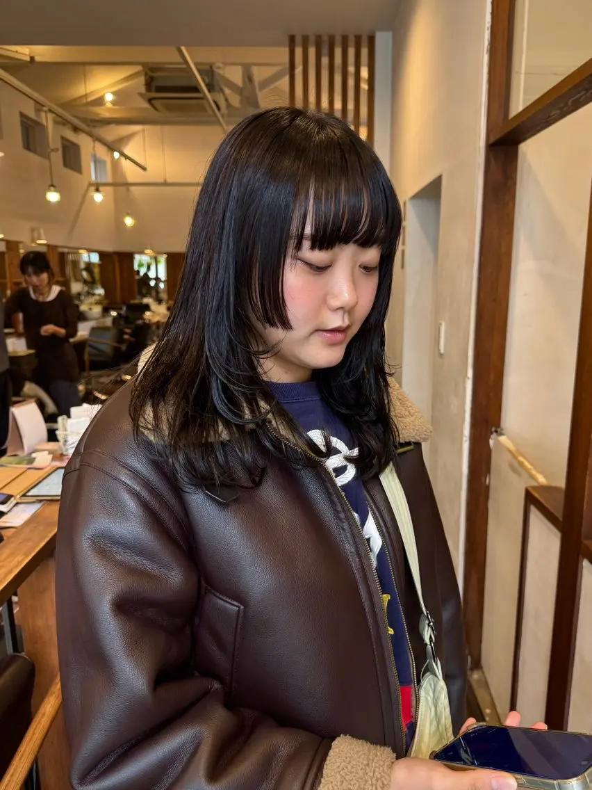 セミロング カラー 姫カット レイヤーカット カット ヘアカラー MOK大阪梅田店 Asahiのヘアスタイル