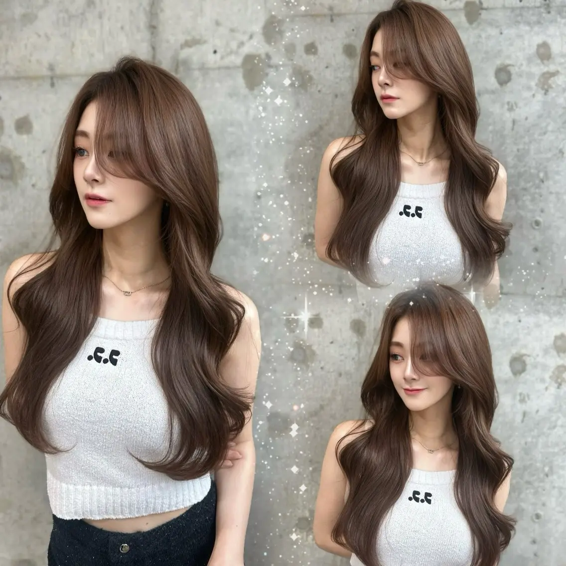 ロング カラー ベージュカラー ブリーチ ダブルカラー ミルクティーベージュ レイヤーカット カット ヘアカラー トリートメント 髪質改善/韓国ヘア レイヤー/新宿/ロミのヘアスタイル