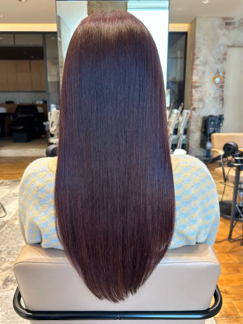 ロング ヘアカラー トリートメント ヘッドスパ 透明感カラー 大工廻あすやのヘアスタイル