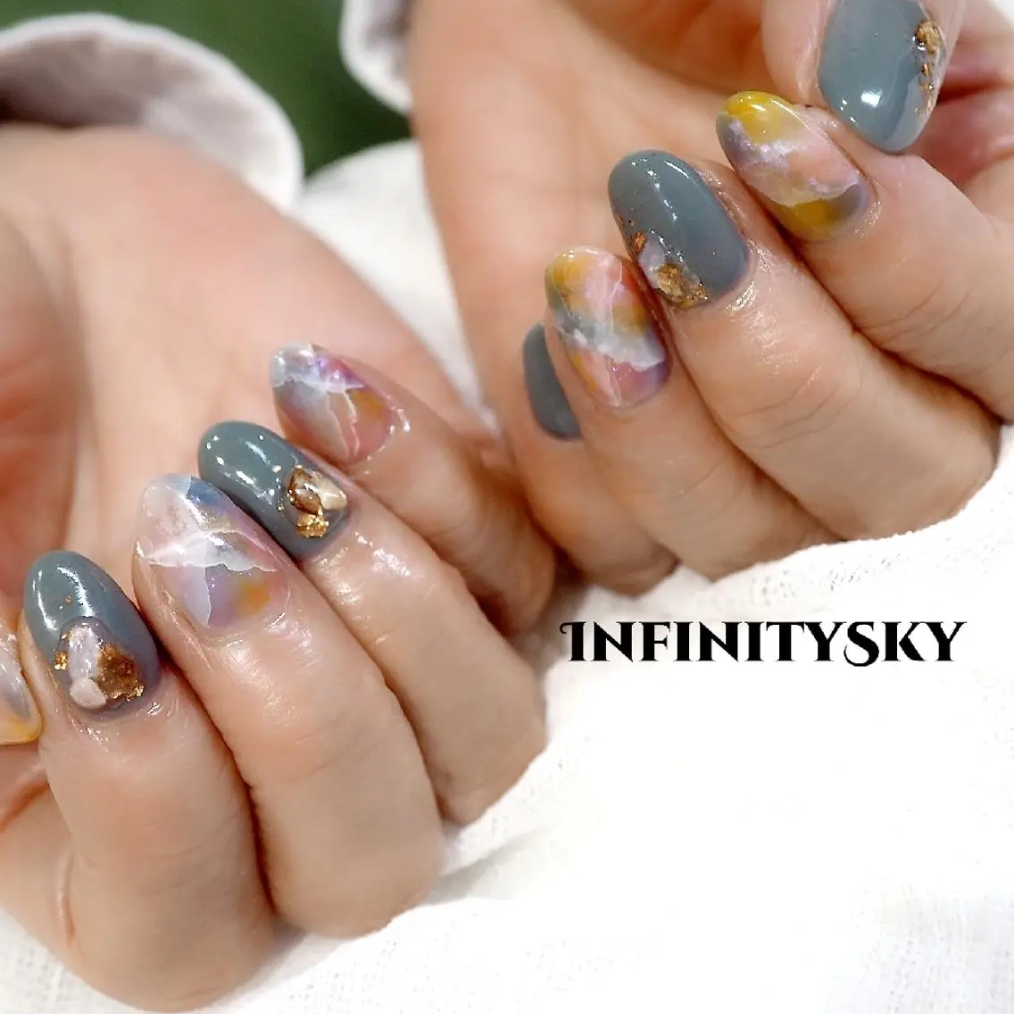 ネイル 大理石ネイル(マーブル) ハンドネイル infinity skyのネイルデザイン