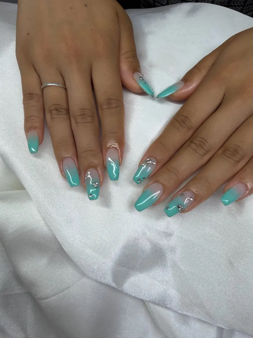 ネイル ブルー ハンドネイル Mynail プライベートサロンのネイルデザイン