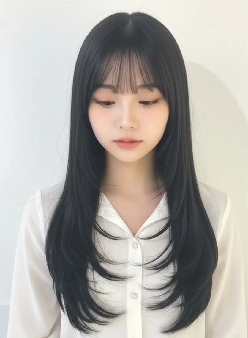 ロング カラー ヘアアレンジ ロングレイヤー レイヤーカット ロング VIMhair天神店 縮毛矯正 ハイライトのヘアスタイル