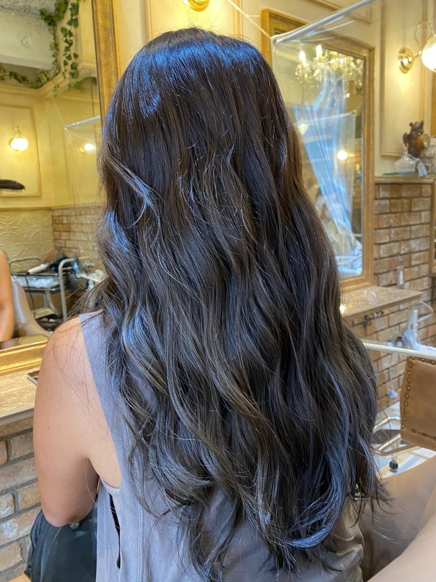 ロング カラー グレージュ オリーブグレージュ オリーブグレー ヘアカラー トリートメント GAKU【メンズ カット/パーマ】のヘアスタイル