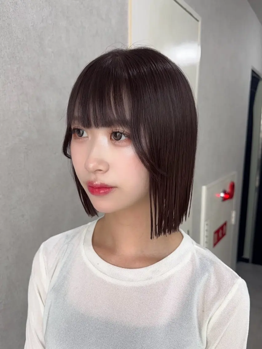 ミディアム カラー アッシュ アッシュブラウン ベージュカラー 黒髪 ブリーチ カット ヘアカラー トリートメント 赤み無し柔らかカラー 【梅田】madokaのヘアスタイル