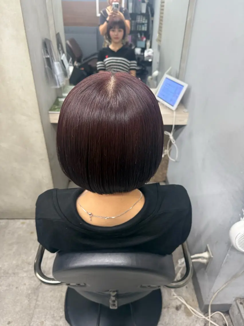 ショート カット ヘアカラー トリートメント ✩*Ayane*✩ うる艶カラー🫐のヘアスタイル