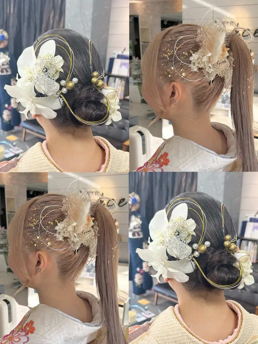 ミディアム 卒業式のヘアスタイル ヘアセット 🫧艶髪カラー🫧 森本くるみのヘアスタイル