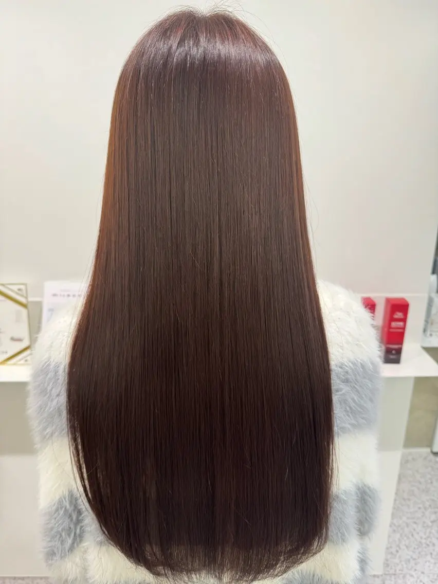 セミロング カラー ブラウンカラー オレンジ オレンジブラウン モデル募集 /万代/松井茉里奈のヘアスタイル