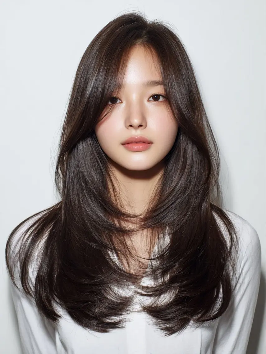 ロング 顔周りカット レイヤーカット 小顔カット カット 鈴木 彩純のヘアスタイル