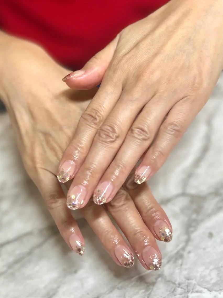 ネイル グラデーション ラメ(グリッター) ラメグラデーション Zir nail 津田沼♡小鈴のネイルデザイン