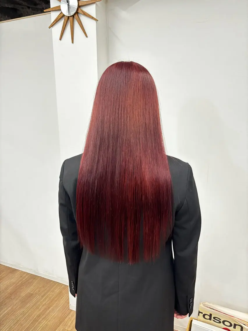 ロング カラー レッドカラー ヘアカラー トリートメント HIROKO / 透明感暖色カラー🎀のヘアスタイル
