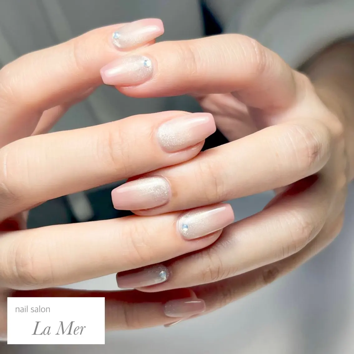 ネイル グラデーション マグネットネイル オフィスネイル ピンク ピンクベージュ ハンドネイル nailsalon La Merのネイルデザイン