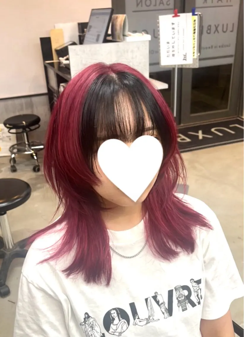 ミディアム カラー ウルフカット ヘアカラー LUXBE LUCE ひなののヘアスタイル