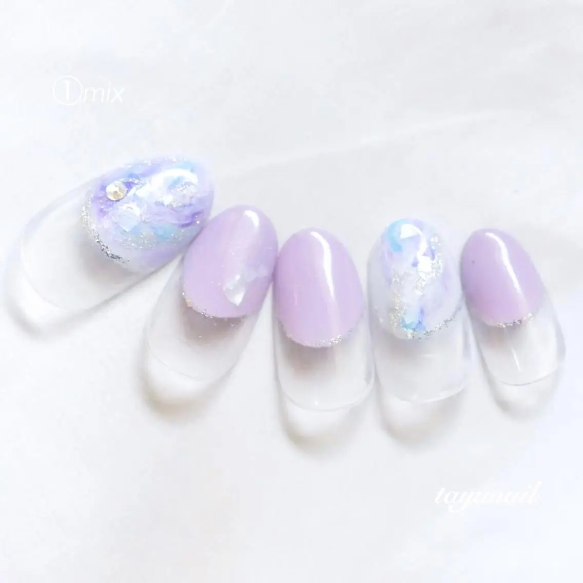 ネイル アートネイル ブルー フレンチネイル ジェルネイル ニュアンスネイル ネイルサロン 【たゆnail】のネイルデザイン