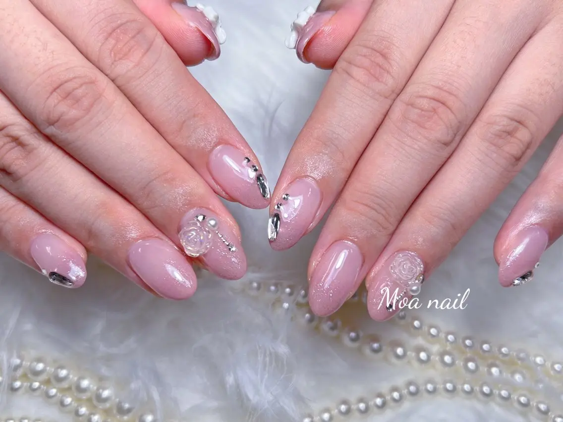 ネイル 長さ出し スカルプネイル ワンホンネイル ハンドネイル Moa nailのネイルデザイン
