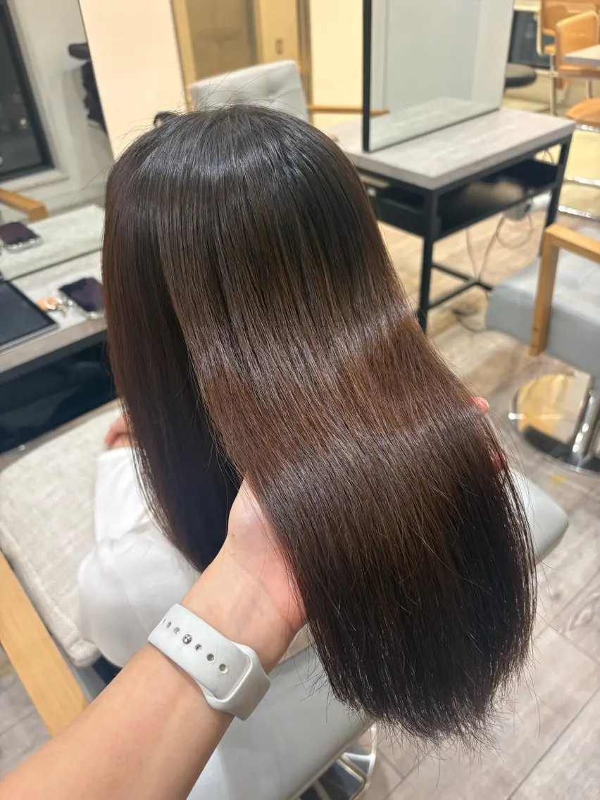 ミディアム 縮毛矯正 トリートメント 大木 唯月のヘアスタイル