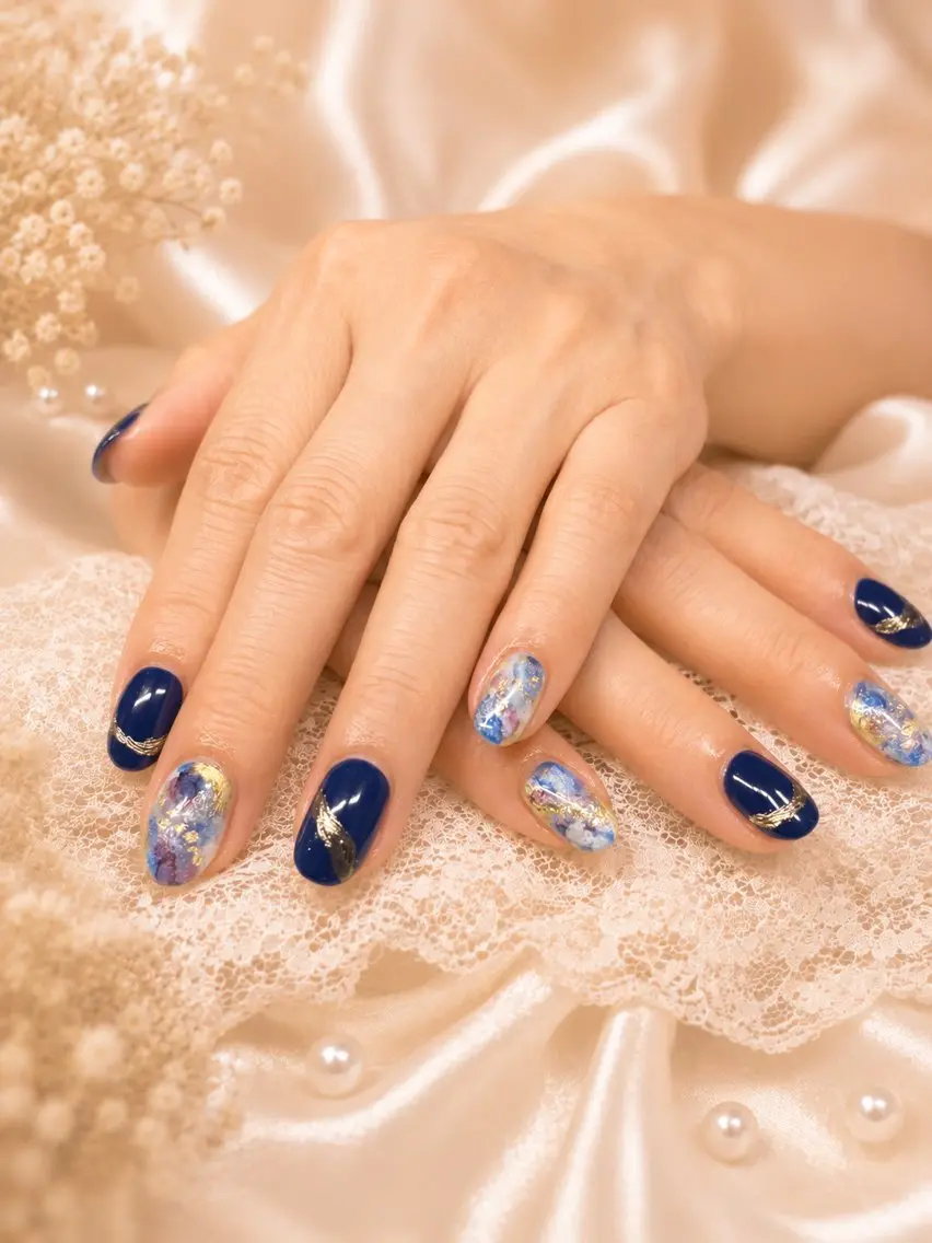 ネイル ブルー ジェルネイル Naris Nail salonのネイルデザイン