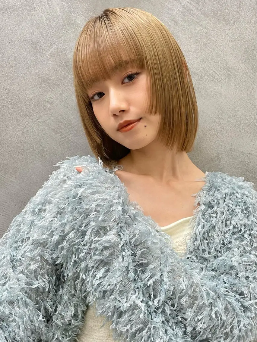 ミディアム ボブ カット ヘアカラー くどうももか 浦和　ショート　ボブのヘアスタイル