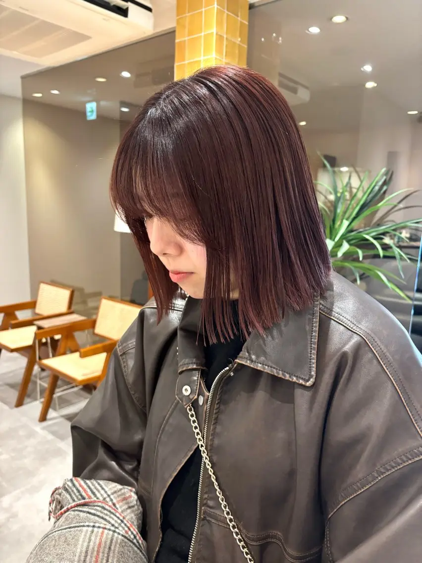 ミディアム カラー ブラウンカラー ピンクカラー ピンクブラウン ボブ 外ハネヘア 透明感✨女性特化💙 chihiroのヘアスタイル