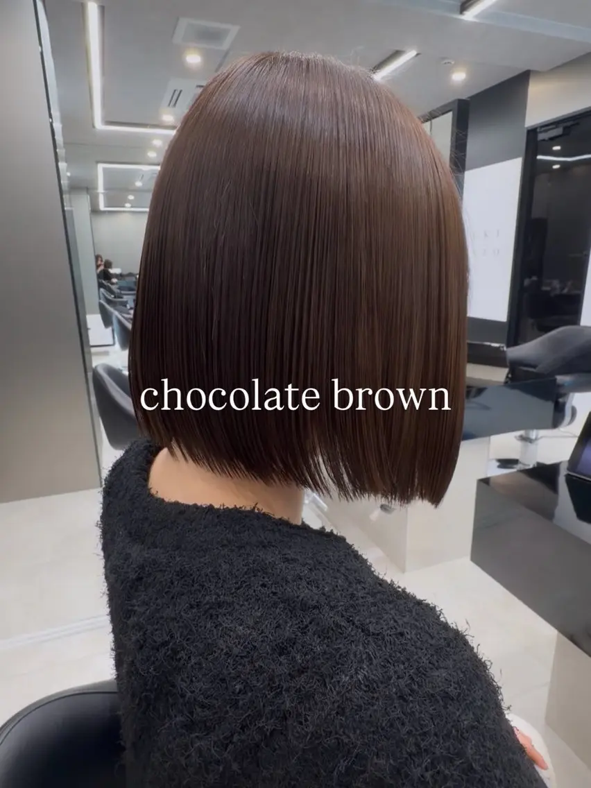 ミディアム カラー ブラウンカラー チョコレートブラウン ボブ トリートメント カット ヘアカラー 💜ひな💜韓国レイ ヤー/透明感/美髪のヘアスタイル