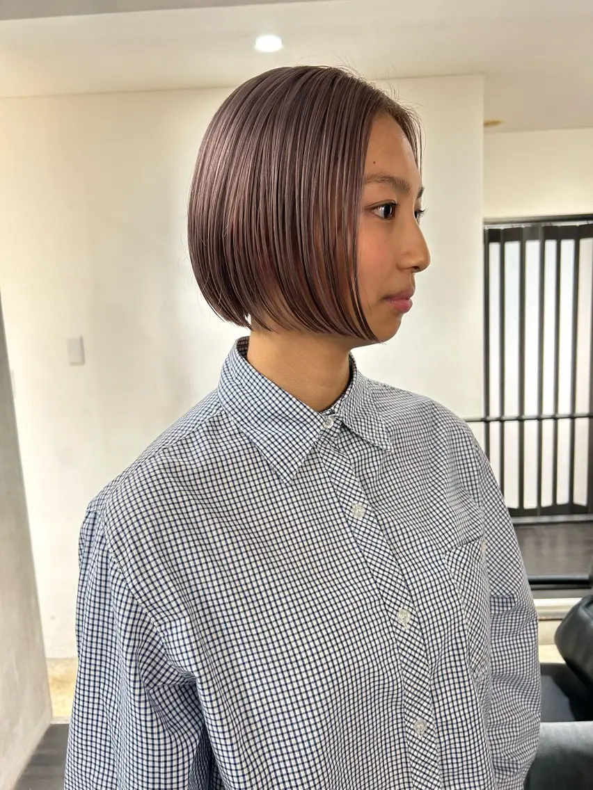 ショート カラー アッシュ ベージュカラー ボブ カット ヘアカラー トリートメント 村上雅人 ナチュラルモードのヘアスタイル