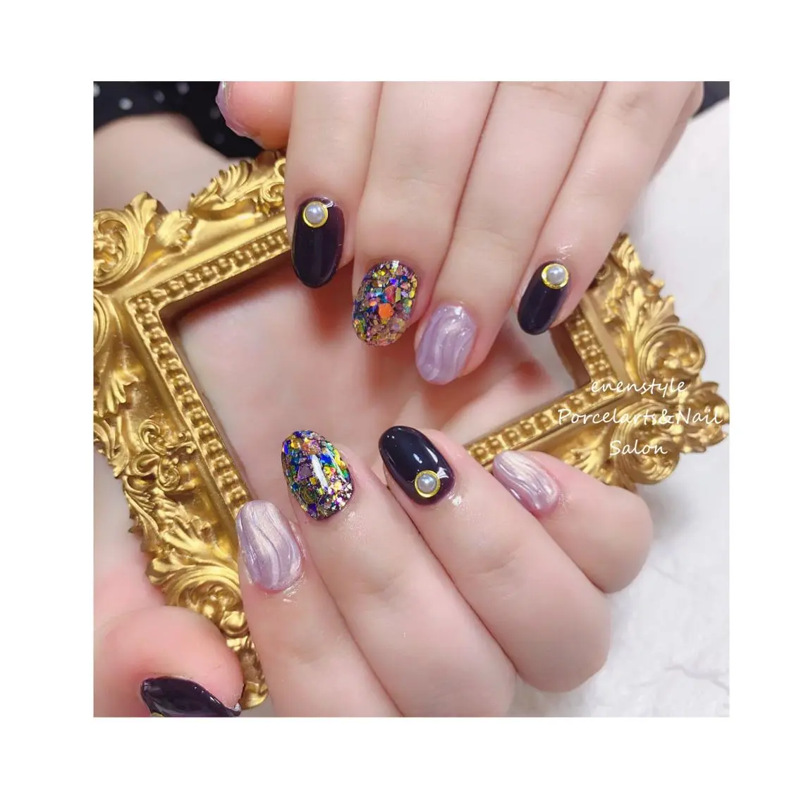 ミディアム ネイル ハンドネイル 🐾enen style 🐾のネイルデザイン