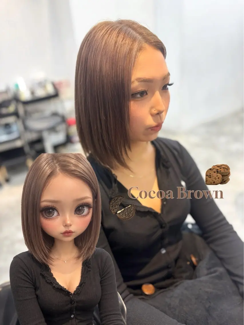 カラー ブリーチ ブラウンカラー ココアブラウン ヘアカラー 中山 璃胡のヘアスタイル