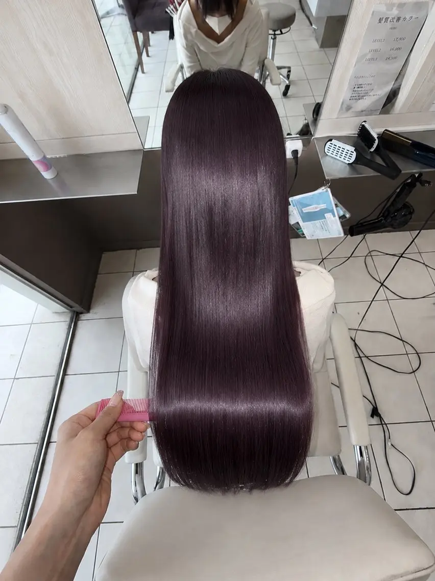 ロング ヘアカラー トリートメント 髪質改善/艶カラー 💞白井音葉のヘアスタイル