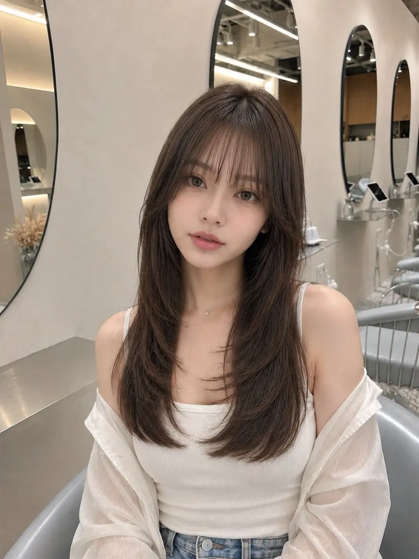 ロング カラー シールエクステ エクステ 髪質改善 韓国風ヘア レイヤーカット 新宿/韓国風レイヤー /エクステ/YUTOのヘアスタイル