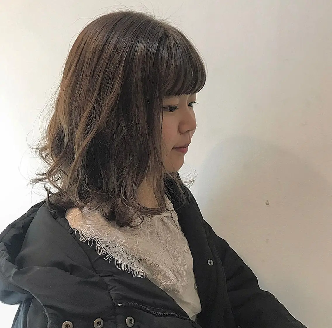 ミディアム カラー ベージュカラー 似合わせカットカラー ♡佐藤捺美のヘアスタイル